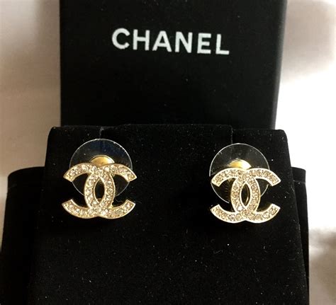 chanel crystal cc gold stud earrings|Chanel cc stud earrings price.